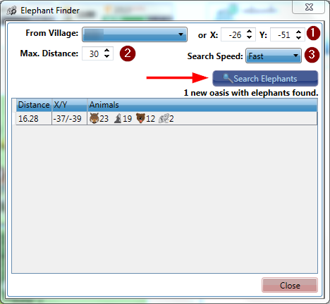 elephants travian finder dialog