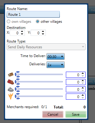 Marketplace Router : Create Route Dialog