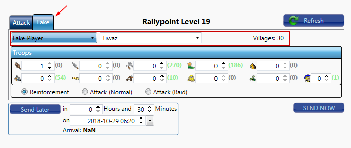 Fake Attacks Tab